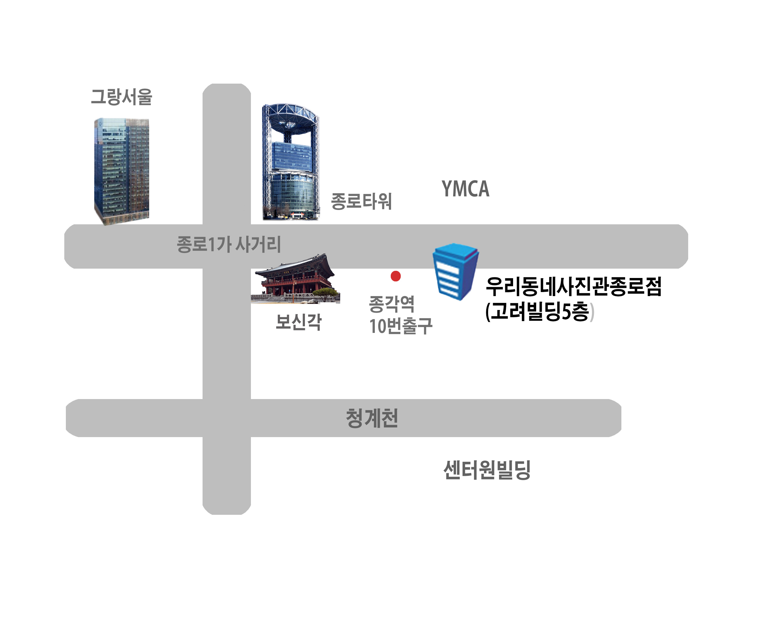 우리동네사진관 종로점 약도: 종각역 10번 출구 앞 종로 70